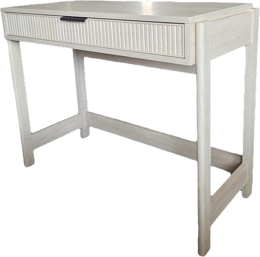 Walker Edison Transitional Office Design, Reeded Drawer Front Detail, Writing Desk with Drawer, Spacious Desktop, Complementary in Living Spaces, 38 Inch, Coastal Oak customer photo 1