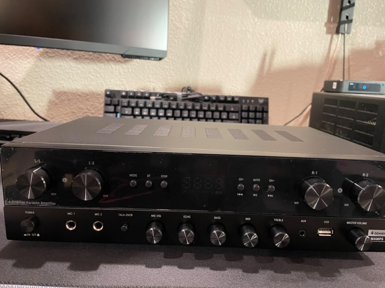 Donner Stereo Audio Amplifier, 600W Peak 2 Channel Receiver with Bluetooth 5.3, Phono, Optical, Coaxial, USB, FM, 2 Mic-in, Aux, RCA Input for Home, Karaoke, Theater Speakers, MAMP2 customer photo 2