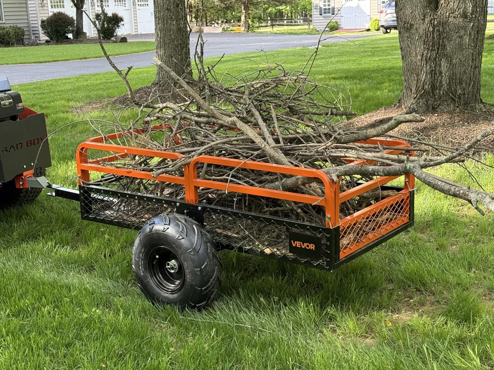 VEVOR ATV UTV Trailer Tow Behind Dump Cart | 1500lbs Capacity, 15 Cubic Feet, Heavy Duty, For Lawn Mower Tractor, Yard Garden Use customer photo 2