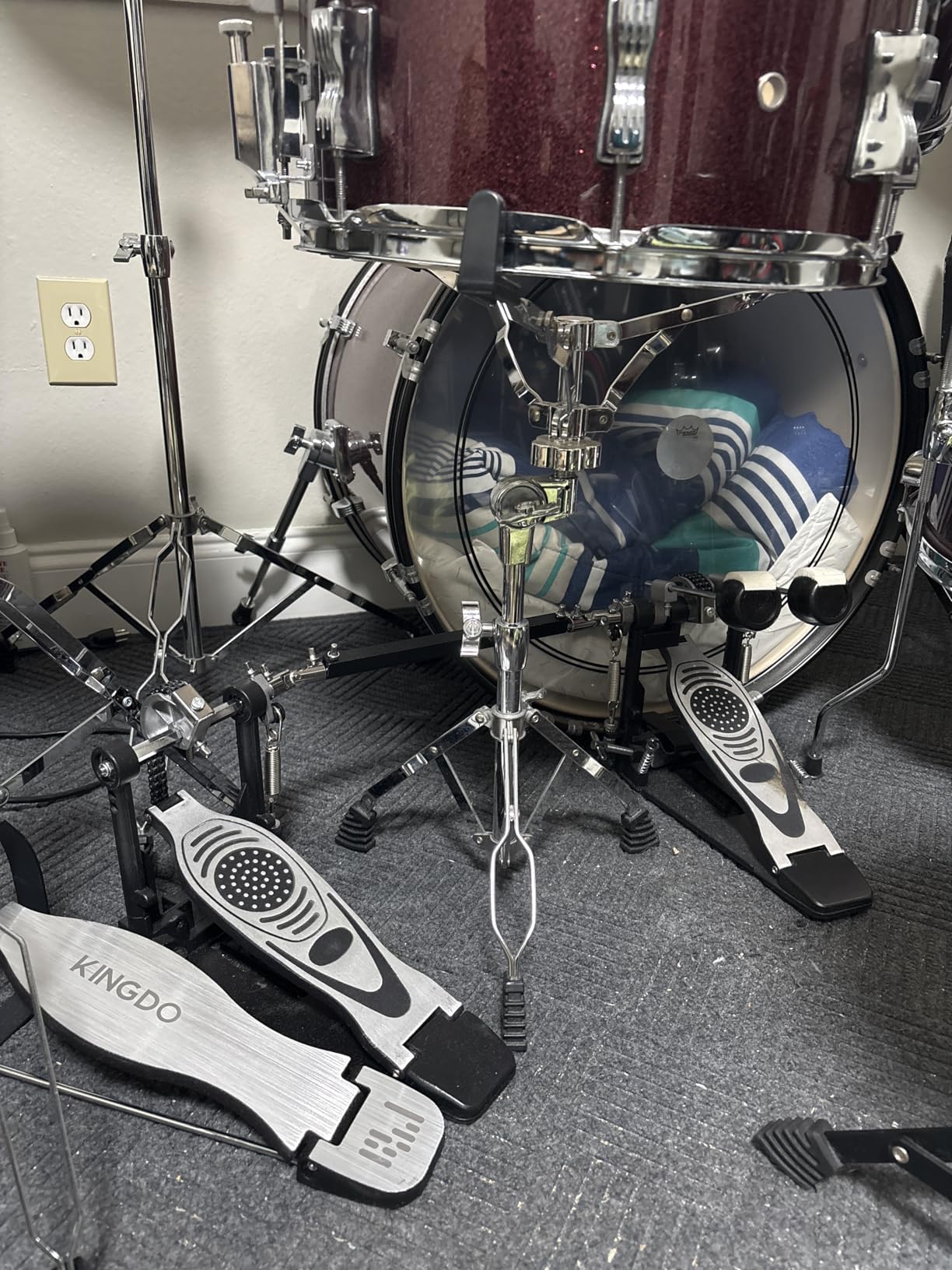 Double Bass Pedal, Double Chain Double Bass Drum Pedals, Double Kick Drum Pedal with Patch Suit for Kick Drum customer photo 1