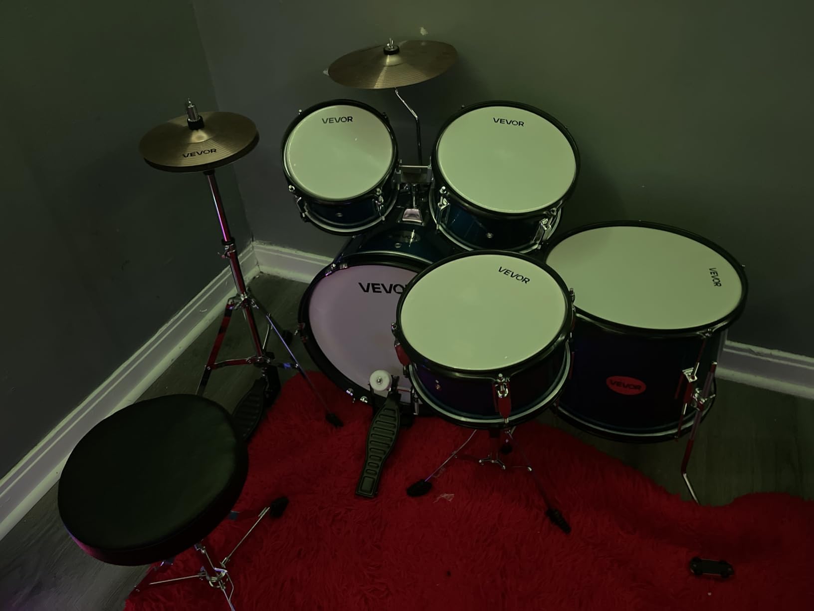 VEVOR Kids Drum Set, 5 Piece 16in Beginner Youth Full Drum Set with Bass Toms Snare Floor Drum Adjustable Throne Cymbal Hi-Hat Pedal and Two Pairs of Drumsticks customer photo 2