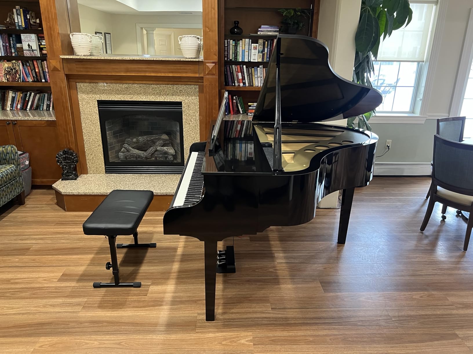 Liquid Stands Foldable Dual Adjustable Piano Bench Music Stool - Portable Piano Keyboard Bench Seat for Piano Keyboard Stand with Black Padded Cushion for Musicians Piano Stool Chair, Piano Desk customer photo 1
