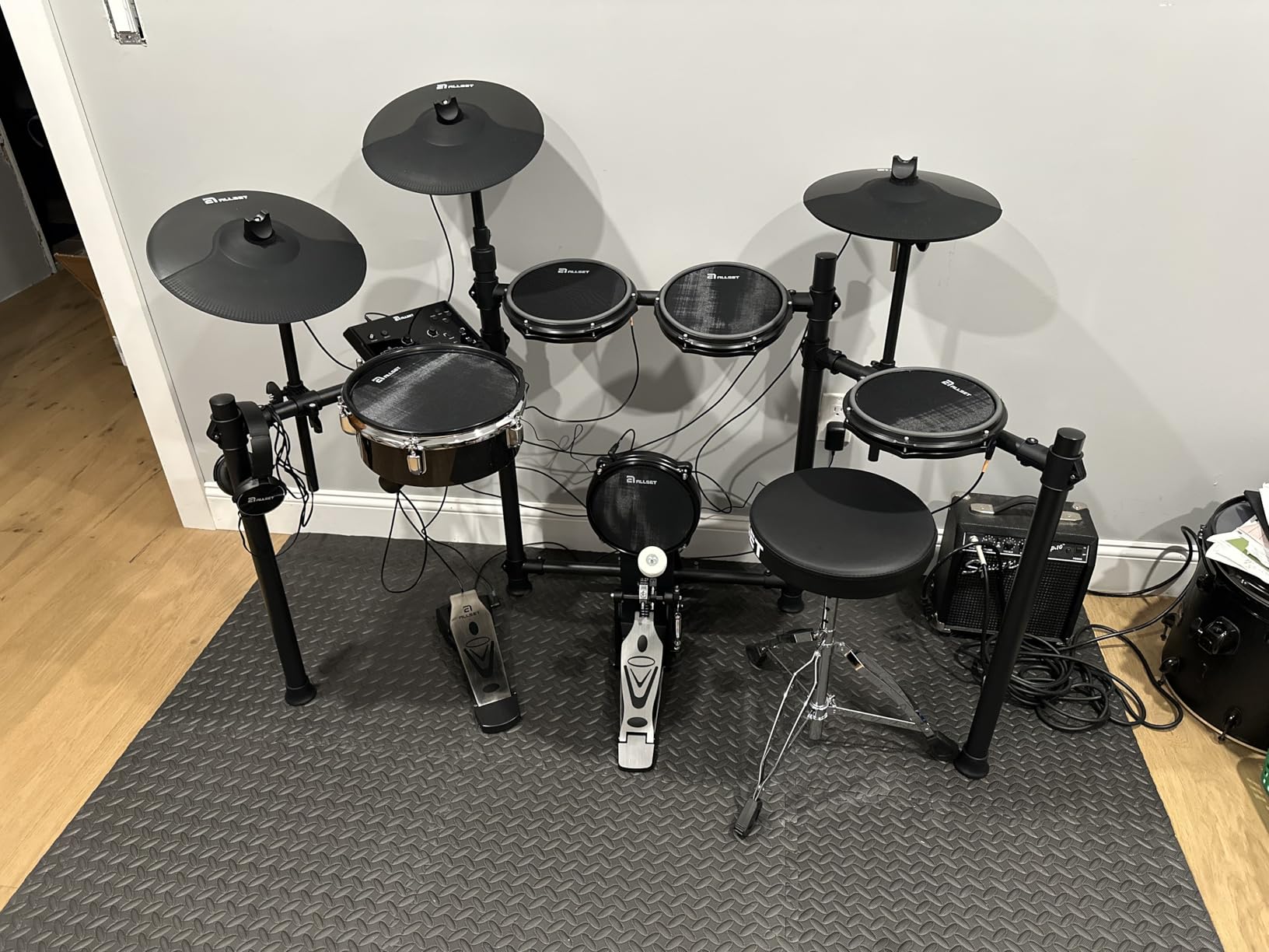 ALLSET 700 Professional Electric Drum Sets with Mude Mesh Drum Pads, 10