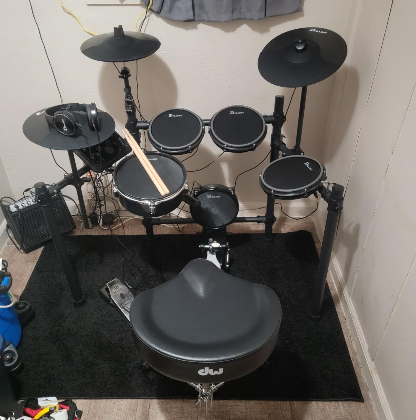 ALLSET 700 Professional Electric Drum Sets with Mude Mesh Drum Pads, 10