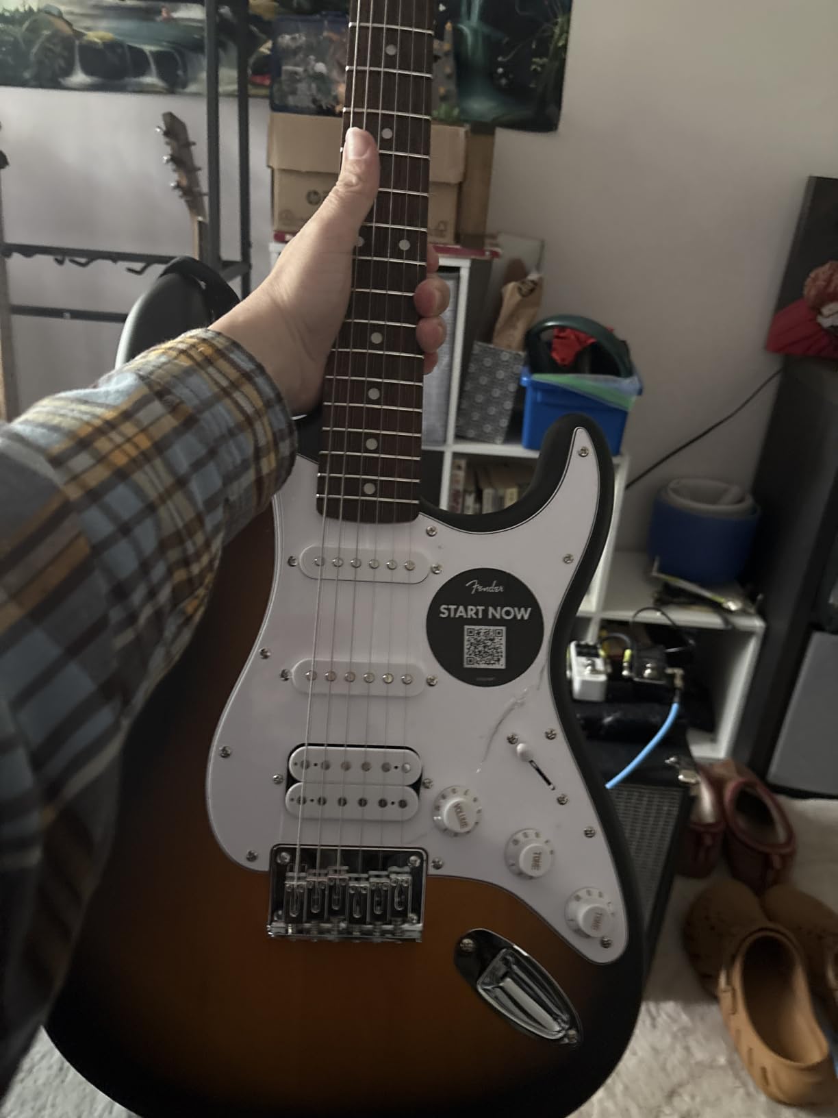 Fender Squier Debut Series Stratocaster HT HSS Electric Guitar, Beginner Guitar, 2-Year Warranty, Includes Free Lessons, Black with Satin Urethane Finish customer photo 2