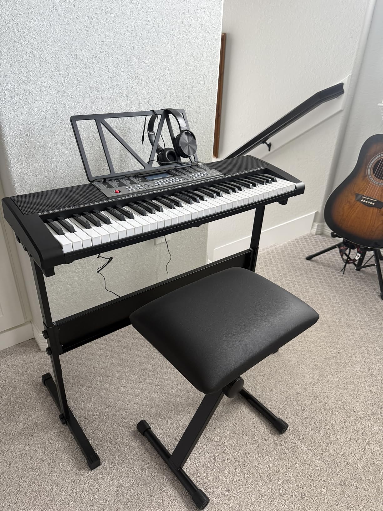 61 Key Piano Keyboard, Electric Keyboard Piano with Light-Up Keys, 255 Tones/Rhythms, Smart Learning System, Headphone, Microphone, Keyboard Stand, Stool, Stickers, Piano Keyboard Set for Beginners customer photo 2
