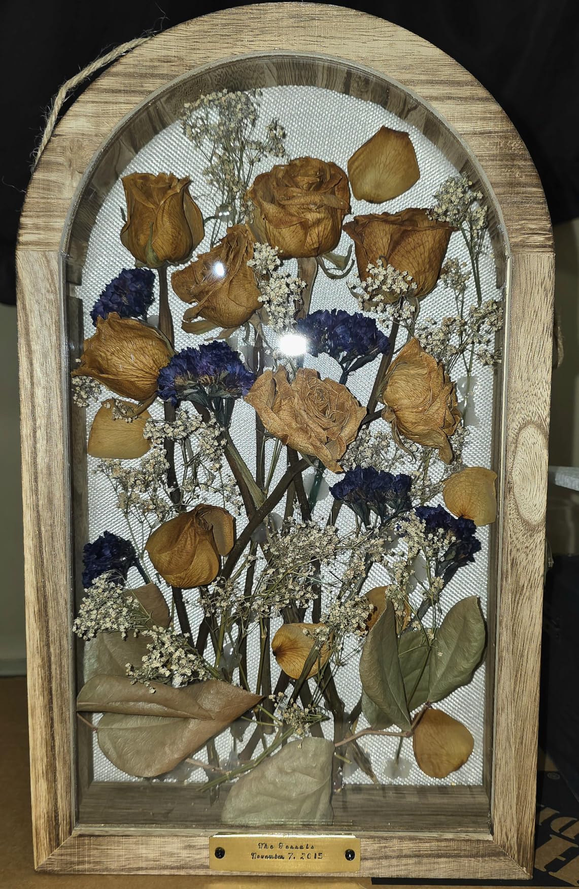 DGWJSU Shadow Box Frame 10x16 Large Shadow Boxes Display Cases with Linen Back and Removable Shelves, Picture Frame Wedding Bouquet Memorabilia Medals Photos Memory Box for Keepsakes, Carbonized Brown customer photo 2