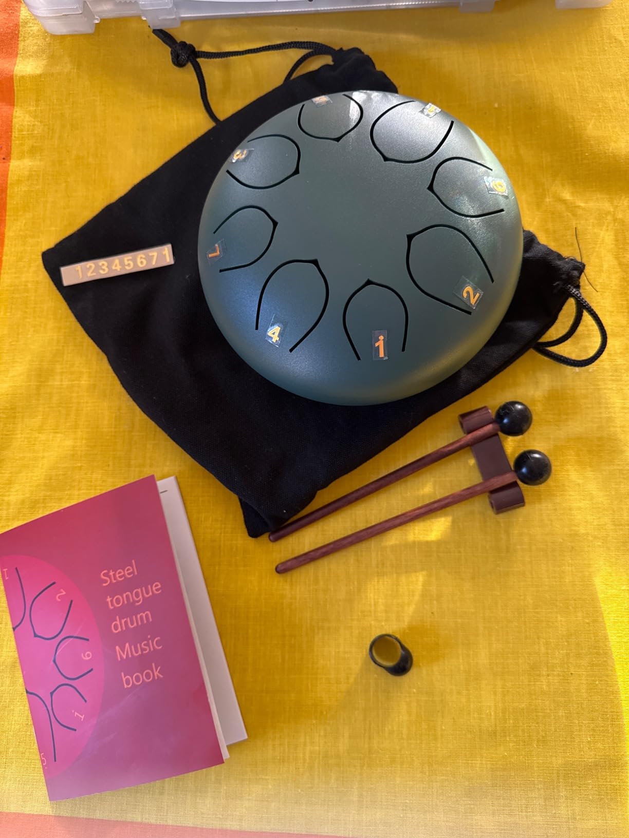 Large Steel Tongue Drum Handpan: 12 Inches 13 Notes Rain Drums for Outside Garden, Meditation Hand Pan with Music Book, Mallets and Carry Bag, Musical Instrument for Adult Kid Gift (Black) customer photo 1