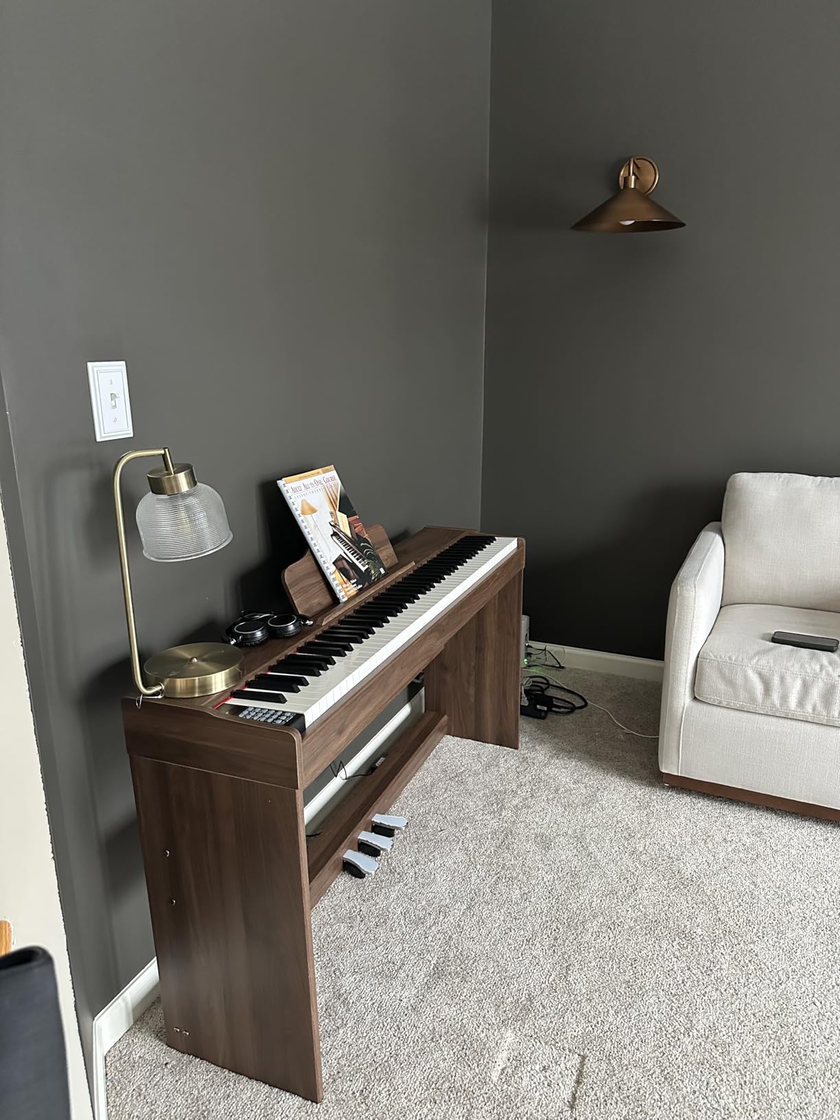 STRICH 88 Keys Digital Piano, Hammer-Action Fully Weighted Keyboard, Cover Designed Electric Piano Keyboard with Furniture Stand, Headphones, Three Pedal, Brown, SDP-400 customer photo 2