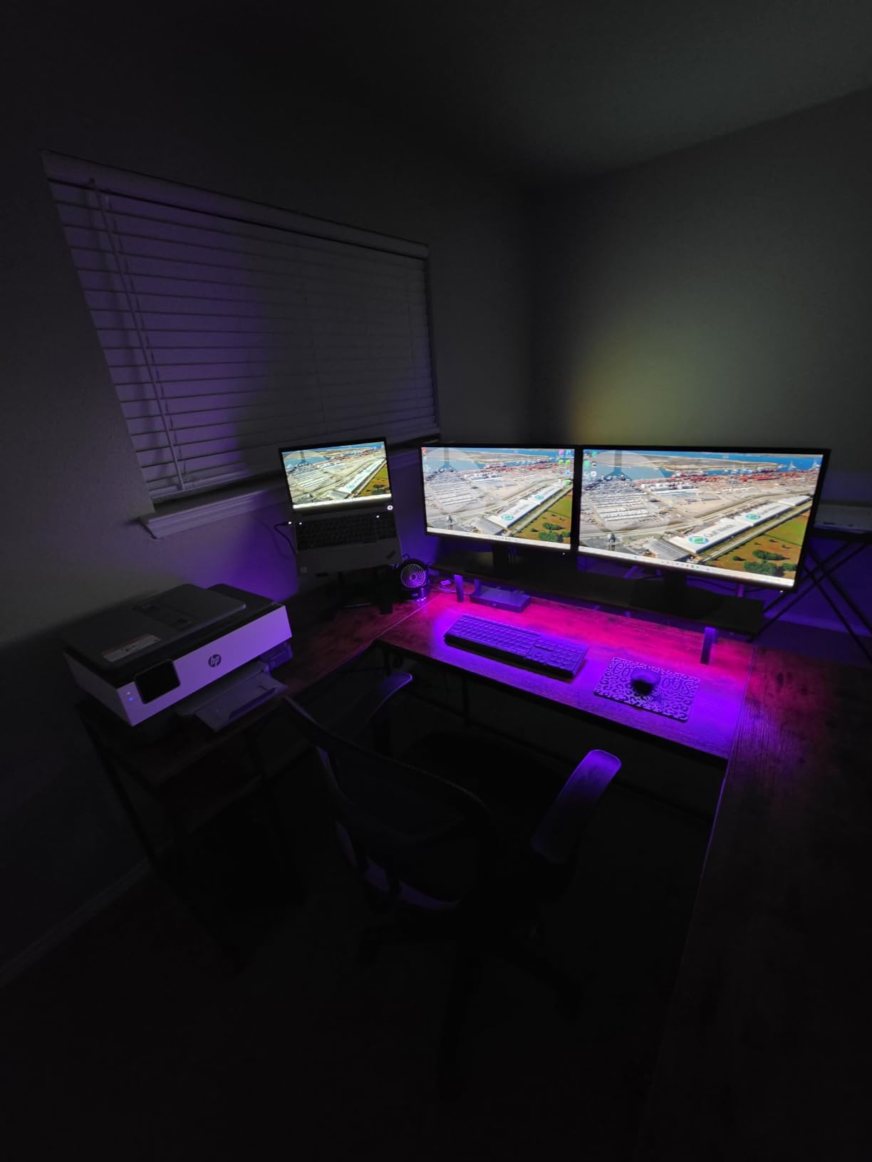 YITAHOME U Shaped Desk with Power Outlets & LED Lights, 79