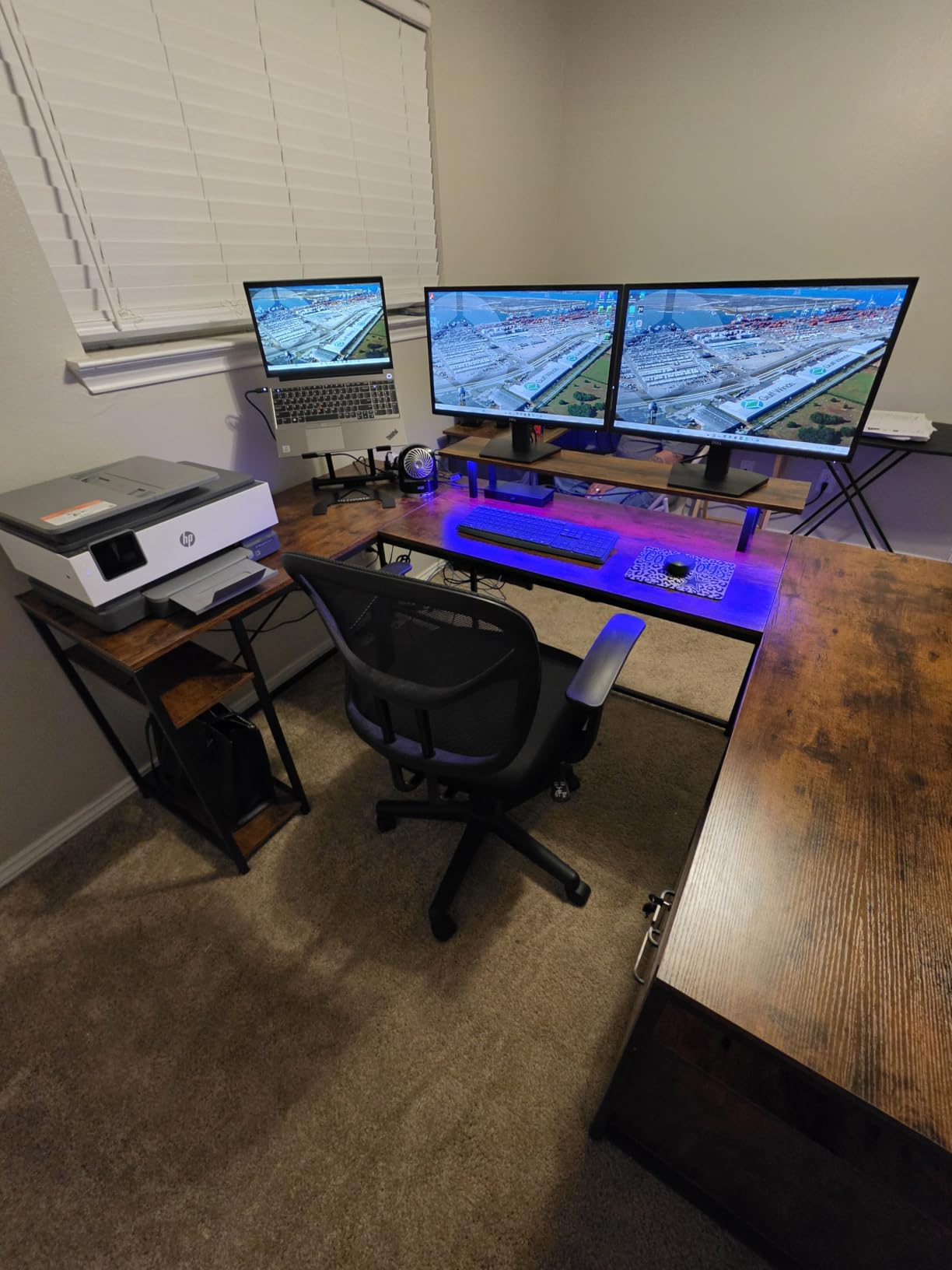 YITAHOME U Shaped Desk with Power Outlets & LED Lights, 79